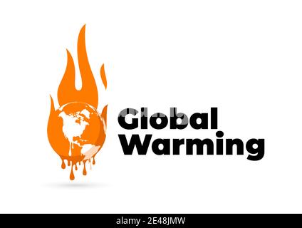 Global warming logo. Global warming, Earth globe melting. Stock Vector