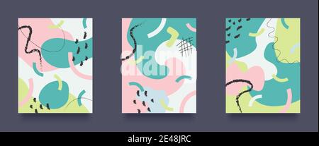 Creative Abstract Background Set. Hand drawn various doodle objects and shapes. Set of abstract Patterns. Vector illustration Stock Vector