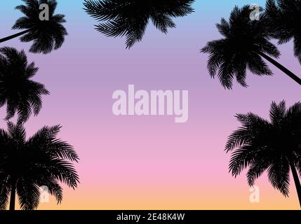 Tropical summer sunset background. Stock Vector