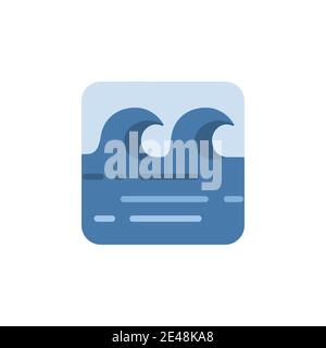 Waves on the sea. Flat color icon. Isolated weather vector illustration Stock Vector