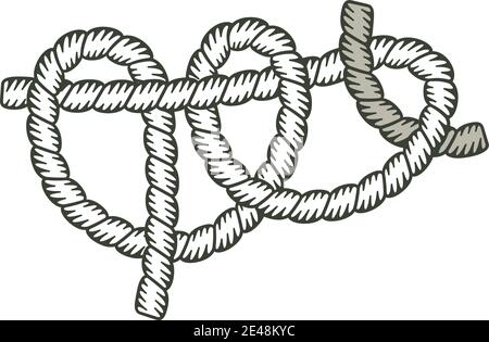Knot made with a rope with the interior filled with color. Stock Vector