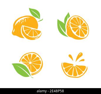 Lemon isolated on white background. Fruit icons set vector illustration Stock Vector