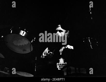 ROTTERDAM, NETHERLANDS - APRIL 11: Phil Collins of Genesis performs live in Rotterdam, Holland on April 11 1975 date of The Lamb lies down on Broadway concert tour (Photo by Ronald van Caem, studio Gijsbert Hanekroot) Stock Photo
