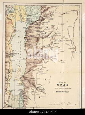Ancient Map of Moab and the Dead Sea from 1873 From the book ' Land of Moab : travels and discoveries on the east side of the Dead Sea and the Jordan ' by Tristram, H. B. (Henry Baker), 1822-1906 Published in London in 1873 by  J. Murray