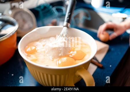 Ingredients of a cake in a bowl Stock Photo