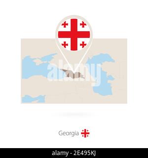Rectangular map of Georgia with pin icon of Georgia Stock Vector