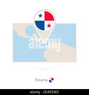 Rectangular map of Panama with pin icon of Panama Stock Vector