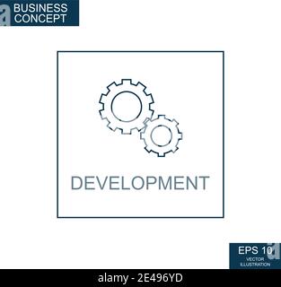 Business concept, web icon from thin lines. Development - Vector illustration Stock Vector