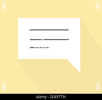 Flat Phone Message Icon on yellow background. Stock Vector