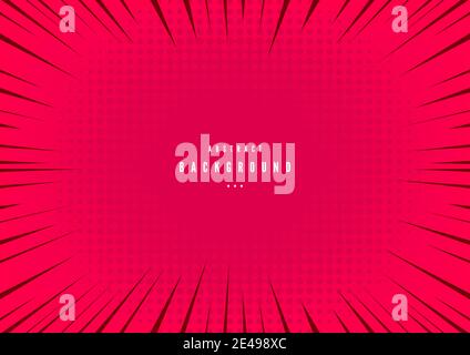 Abstract cartoon style halftone zoom banner. Pop art red comics book cartoon magazine cover. Stock Vector
