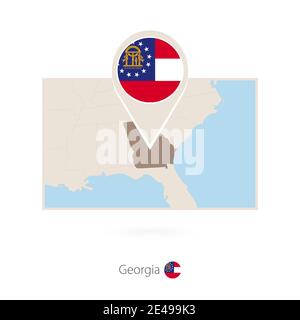 Rectangular map of US state Georgia with pin icon of Georgia Stock Vector