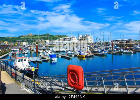 Dover Marina, one of the best known marinas on the South Coast is incredibly convenient for cross-Channel sailing.Harbour House, Marine Parade, Dover Stock Photo