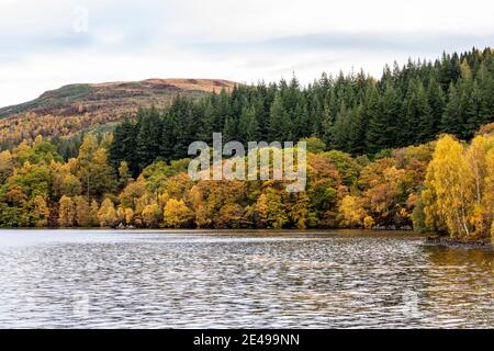 Autumn colours on Loch Katrine, Scotland, UK Stock Photo