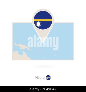 Rectangular map of Nauru with pin icon of Nauru Stock Vector