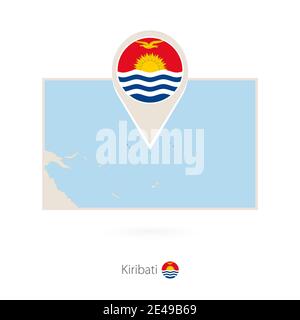 Rectangular map of Kiribati with pin icon of Kiribati Stock Vector