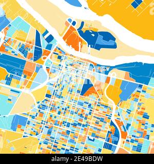 Color art map of Stamford, Connecticut, UnitedStates in blues and oranges.  The color gradations in Stamford map follow a random pattern Stock Vector  Image & Art - Alamy