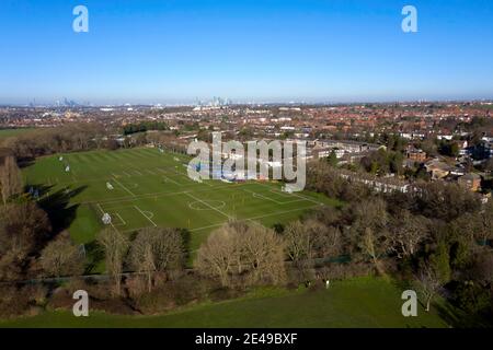 Aerial view of Millwall Football Clubs training ground, and the