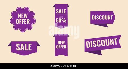 Set of sale banners in different shapes. Promotion templates and design elements Stock Vector