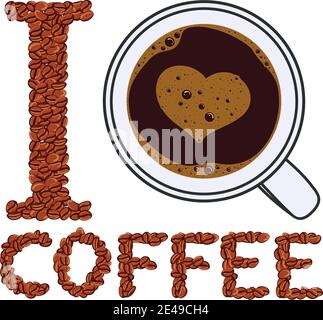 I like coffee. Vector illustration. Isolated objects on a white background. Stock Vector