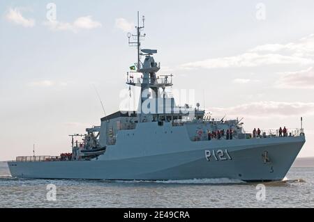 The Brazilian Navy offshore patrol vessel BNS Apa (P121) in The Solent, UK on the 14th February 2013. Stock Photo