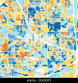 Color art map of Stamford, Connecticut, UnitedStates in blues and oranges.  The color gradations in Stamford map follow a random pattern Stock Vector  Image & Art - Alamy