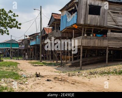 Belen, Peru - Sep 2017: Wooden houses on stilts in the floodplain of the Itaya River, the poorest part of Iquitos - Belén. Venice of Latin America. Iq Stock Photo