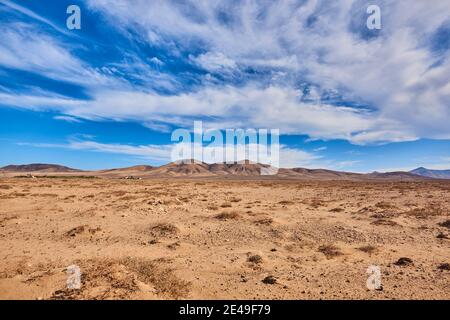 Mount Tindaya and Vallebrón from El Cotillo, Fuerteventura, Canary Islands, Spain Stock Photo