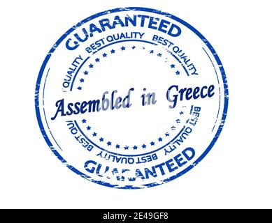 Rubber stamp with text assembled in Greece inside, vector illustration Stock Photo