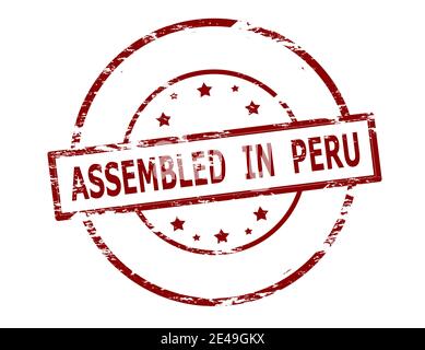 Rubber stamp with text assembled in Peru inside, vector illustration Stock Photo