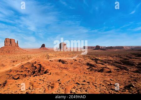 Monument Valley under the blue sky Stock Photo