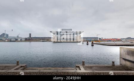 Copenhagen, Denmark - 12 Dec 2020: The Opera House It is located on the island of Holmen in central Copenhagen Stock Photo
