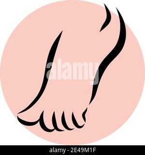 Foot pedicure icon. Line drawing on a white background. Body care and beauty. Vector isolated illustration. Stock Vector