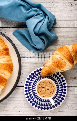Coffee and Croissant Stock Photo