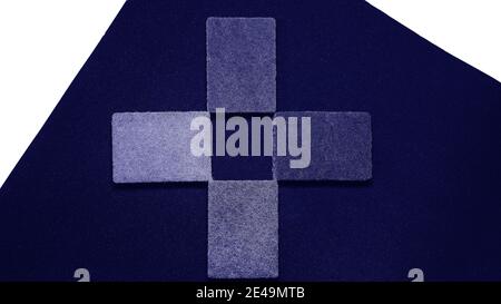 Background from cubes top view, rectangular cubes in blue shades. Cross from cubes. Shapes background Stock Photo