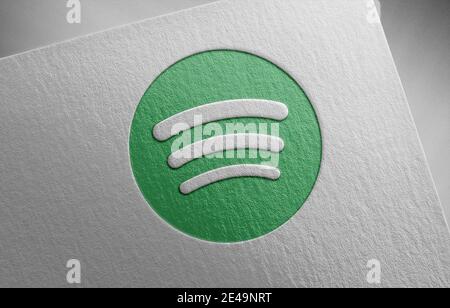 Spotify Icon Printed on Paper. Editorial Image - Illustration of logo,  paper: 125277235