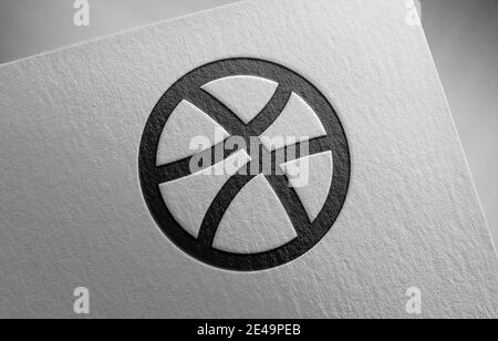 Dribbble logo on paper texture illustration Stock Photo