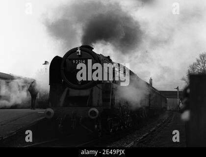 Loughborough, UK - February 2020: A steam train at Great Central Heritage Railway. Stock Photo