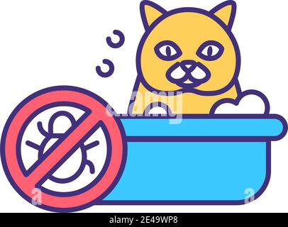 Cat bath RGB color icon Stock Vector