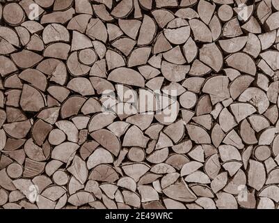 Firewood textured background, old styled photo. Stock Photo