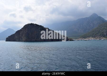 View of Turtle Island in Antalya, Turkey. Mediterranean sea Stock Photo