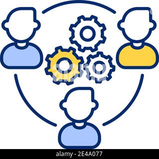 Remote team management RGB color icon Stock Vector