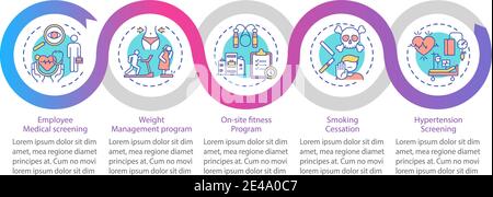Workspace wellbeing programs vector infographic template Stock Vector