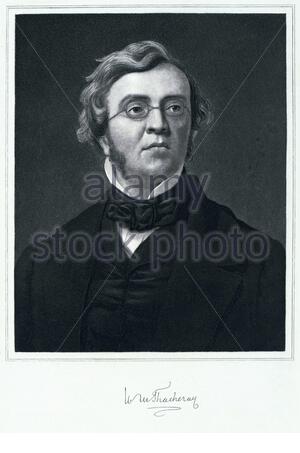 William Makepeace Thackeray portrait, 1811 – 1863, was an English novelist, author and illustrator, vintage illustration from 1880 Stock Photo