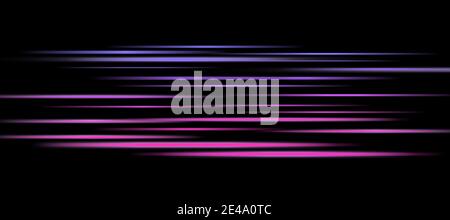Blurry glowing blue and pink stripes in motion on a black background. Abstract composition. Stock Photo