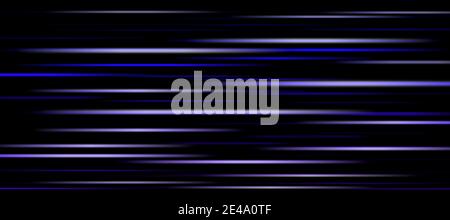 Blurry glowing blue and white stripes in motion on a black background. Abstract composition. Stock Photo