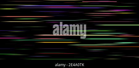 Glowing multicolored and blurred light stripes in motion on a dark background. Abstract composition. Stock Photo