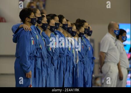 Trieste, Italy. 22nd Jan, 2021. Trieste, Italy, Federal Center B. Bianchi, January 22, 2021, Italy during Women's Waterpolo Olympic Game Qualification Tournament 2021 - Italy vs Israel - Olympic Games Credit: Marco Todaro/LPS/ZUMA Wire/Alamy Live News Stock Photo