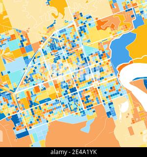 Color art map of  Formosa, Argentina, Argentina in blues and oranges. The color gradations in Formosa   map follow a random pattern. Stock Vector
