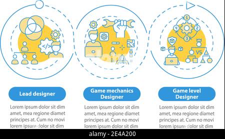 Game designers types vector infographic template Stock Vector