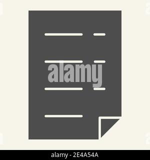 List solid icon. Document vector illustration isolated on white. Paper glyph style design, designed for web and app. Eps 10. Stock Vector